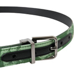 Dolce & Gabbana Green Leather Jacquard Silver Metal Buckle Belt BEL9192-90