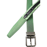 Dolce & Gabbana Green Leather Jacquard Silver Metal Buckle Belt BEL9192-90