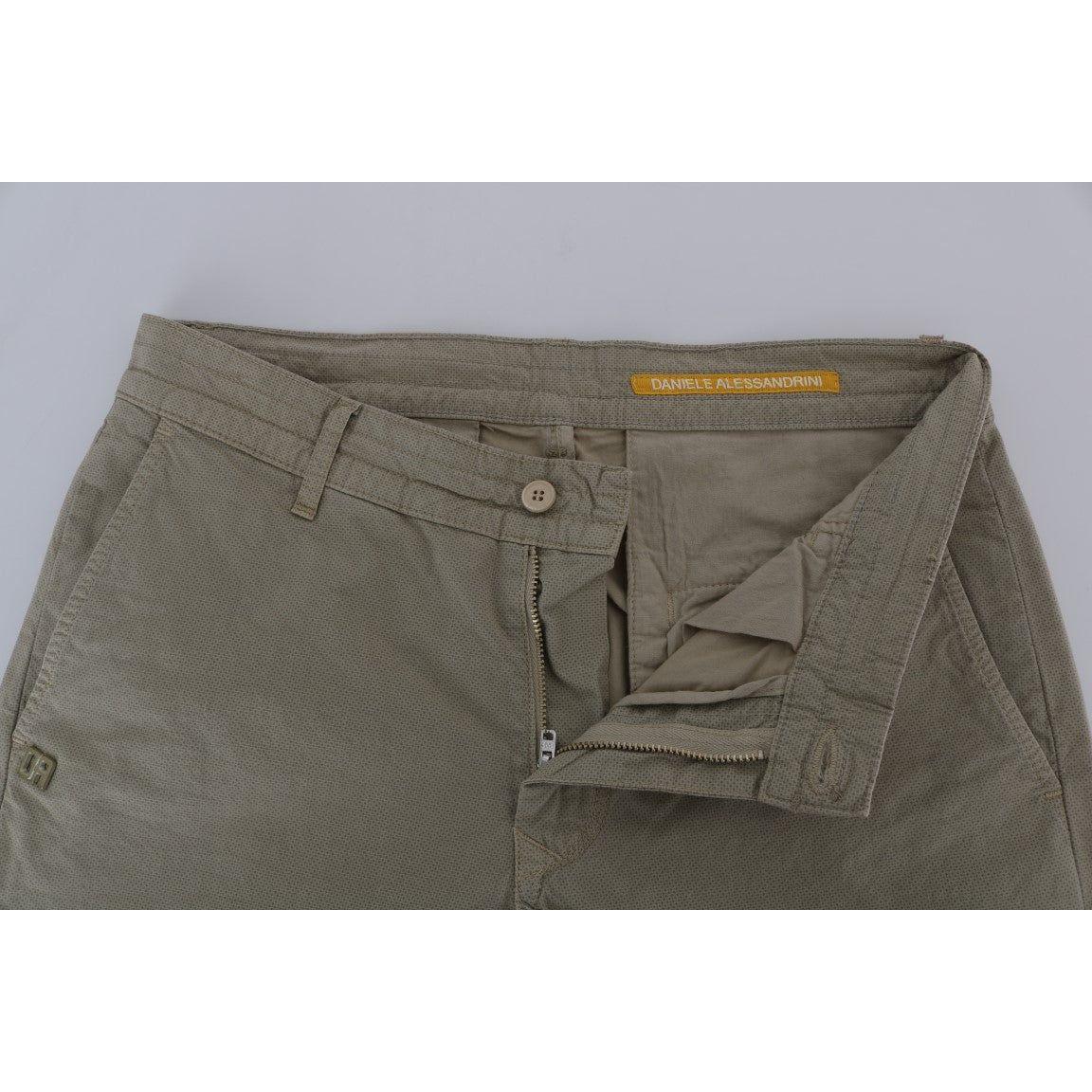 Daniele Alessandrini Beige Cotton Stretch Slim Fit Chinos Jeans & Pants
