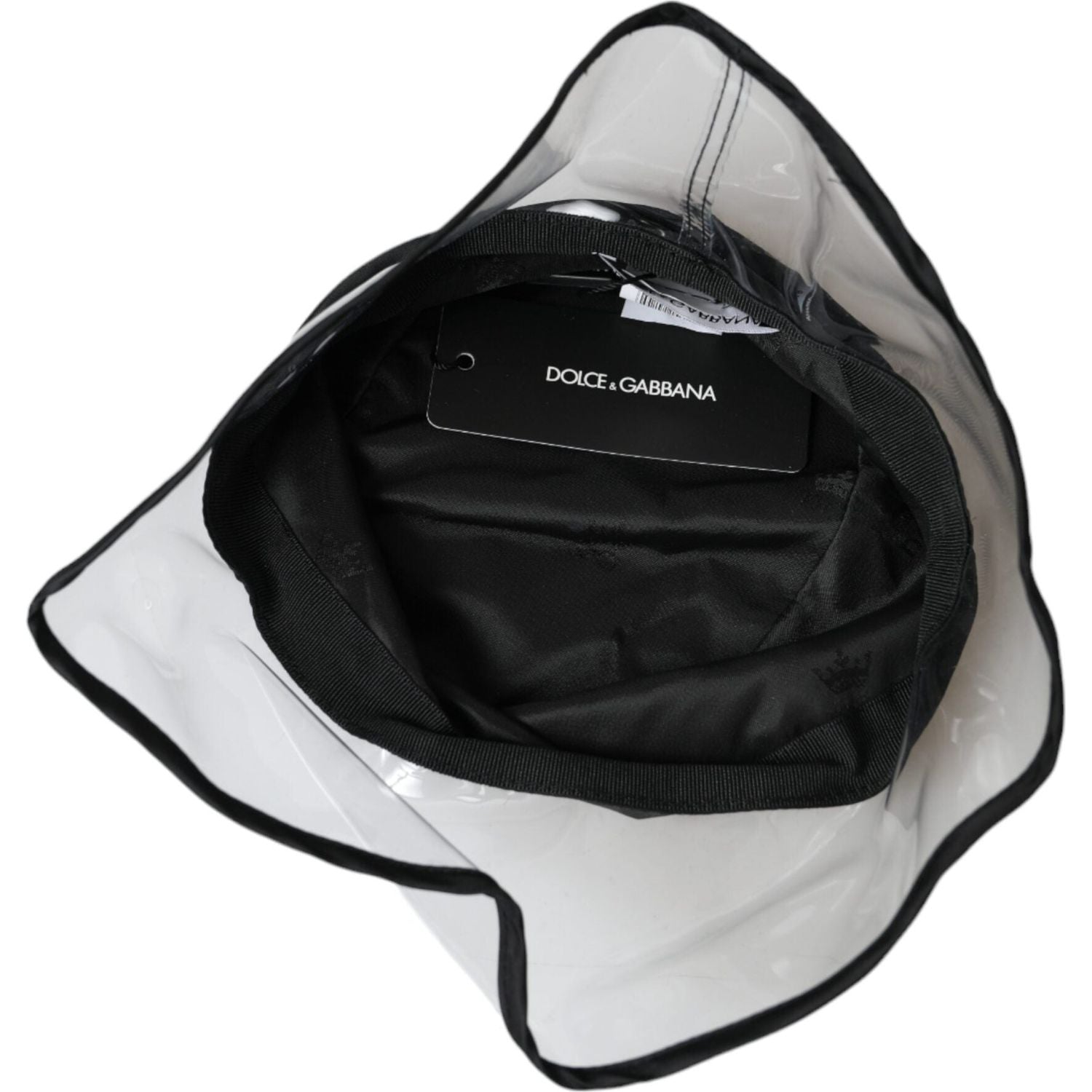 Dolce & Gabbana Black Polyester Plastic Bucket Hat Men