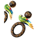 Dolce & Gabbana Multicolor Parrot Wood Brass Crystal Embellished Earrings SMY101251