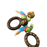 Dolce & Gabbana Multicolor Parrot Wood Brass Crystal Embellished Earrings SMY101251