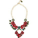 Dolce & Gabbana Gold Brass Link Chain RosePetal Crystal Pendant Necklace SMY10234