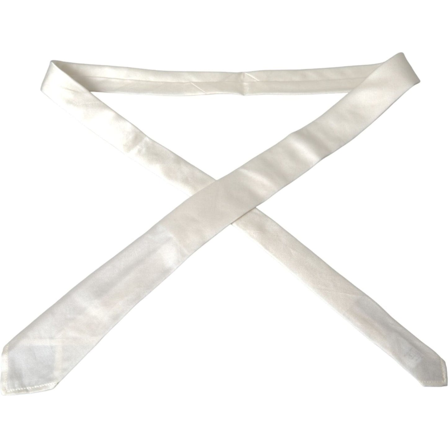 Dolce & Gabbana White Silk Blend Adjustable Tie Men KRA3288