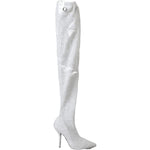 Dolce & Gabbana White Heels Stiletto Knee High Boots Shoes LA11144-36