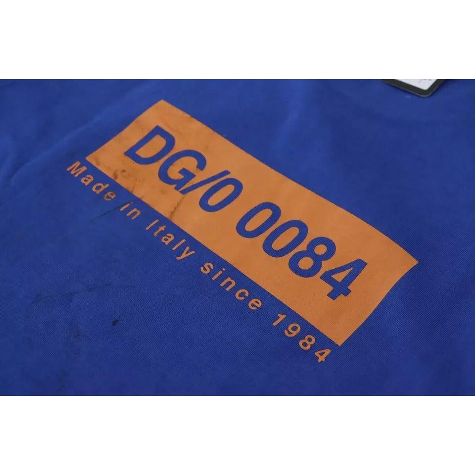 Dolce & Gabbana Blue Logo Print Crewneck Cotton T-shirt TSH83097-44