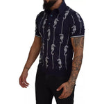 Dolce & Gabbana Dark Blue Sea Horse Collared Polo T-shirt TSH83914-50