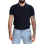 Dolce & Gabbana Dark Blue Collared Polo Casual Silk T-shirt TSH83032-48