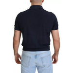 Dolce & Gabbana Dark Blue Collared Polo Casual Silk T-shirt TSH83032-48