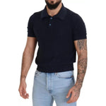 Dolce & Gabbana Dark Blue Collared Polo Casual Silk T-shirt TSH83032-48