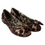 Dolce & Gabbana Brown Leopard Silk Ballerina Flats Shoes LA7691-36