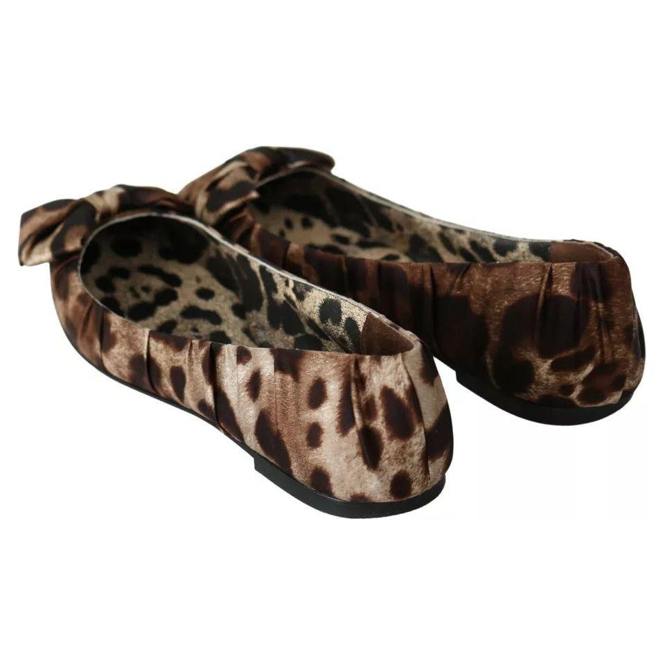 Dolce & Gabbana Brown Leopard Silk Ballerina Flats Shoes LA7691-36