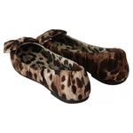 Dolce & Gabbana Brown Leopard Silk Ballerina Flats Shoes LA7691-36