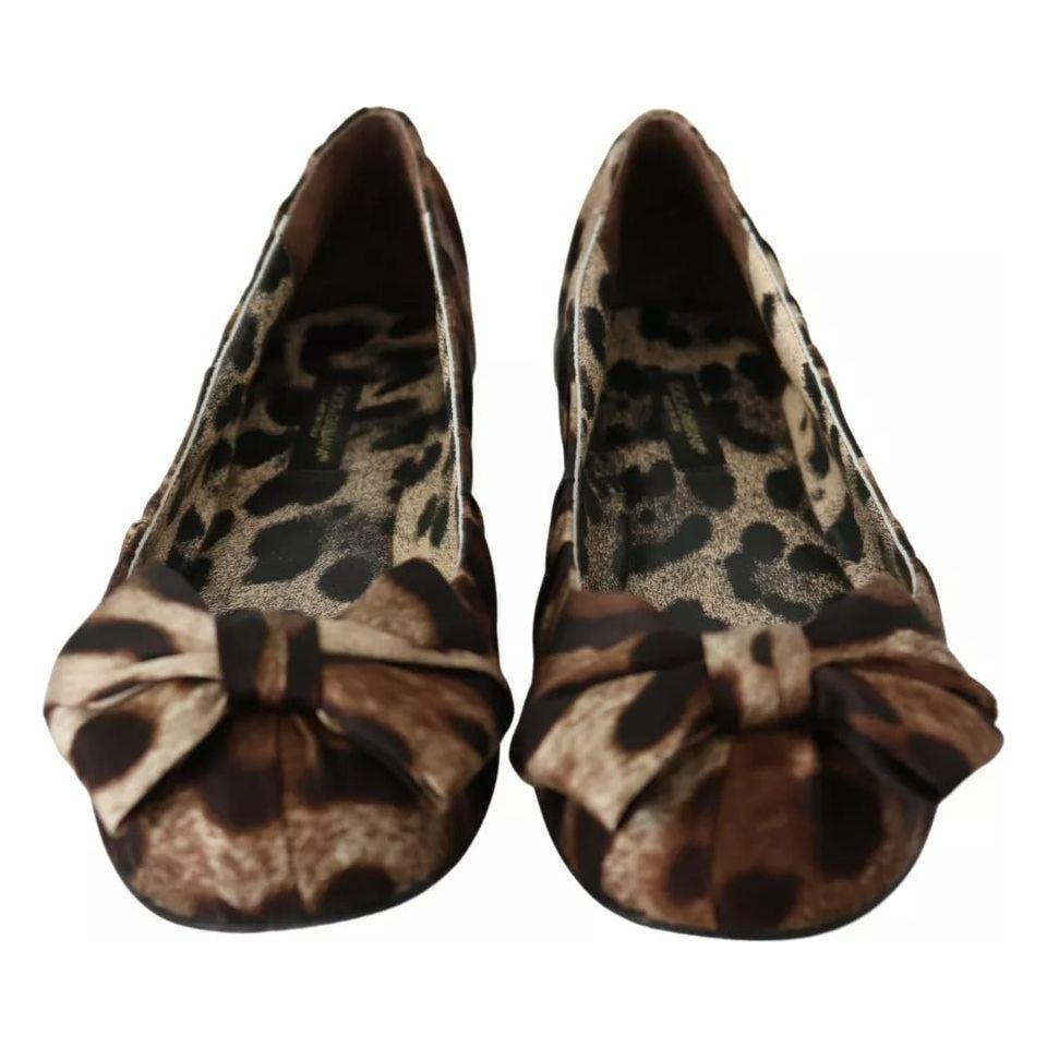 Dolce & Gabbana Brown Leopard Silk Ballerina Flats Shoes LA7691-36