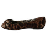 Dolce & Gabbana Brown Leopard Silk Ballerina Flats Shoes LA7691-36