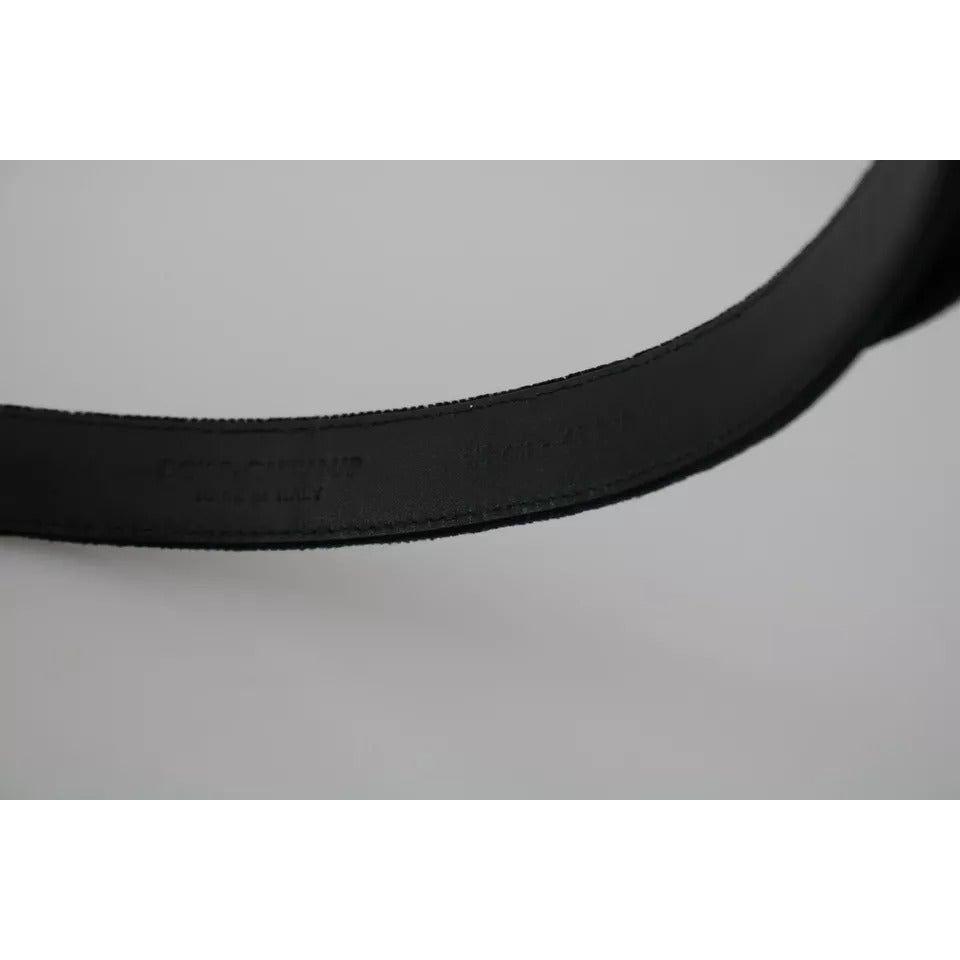 Dolce & Gabbana Black Velvet Leather Silver Buckle Belt