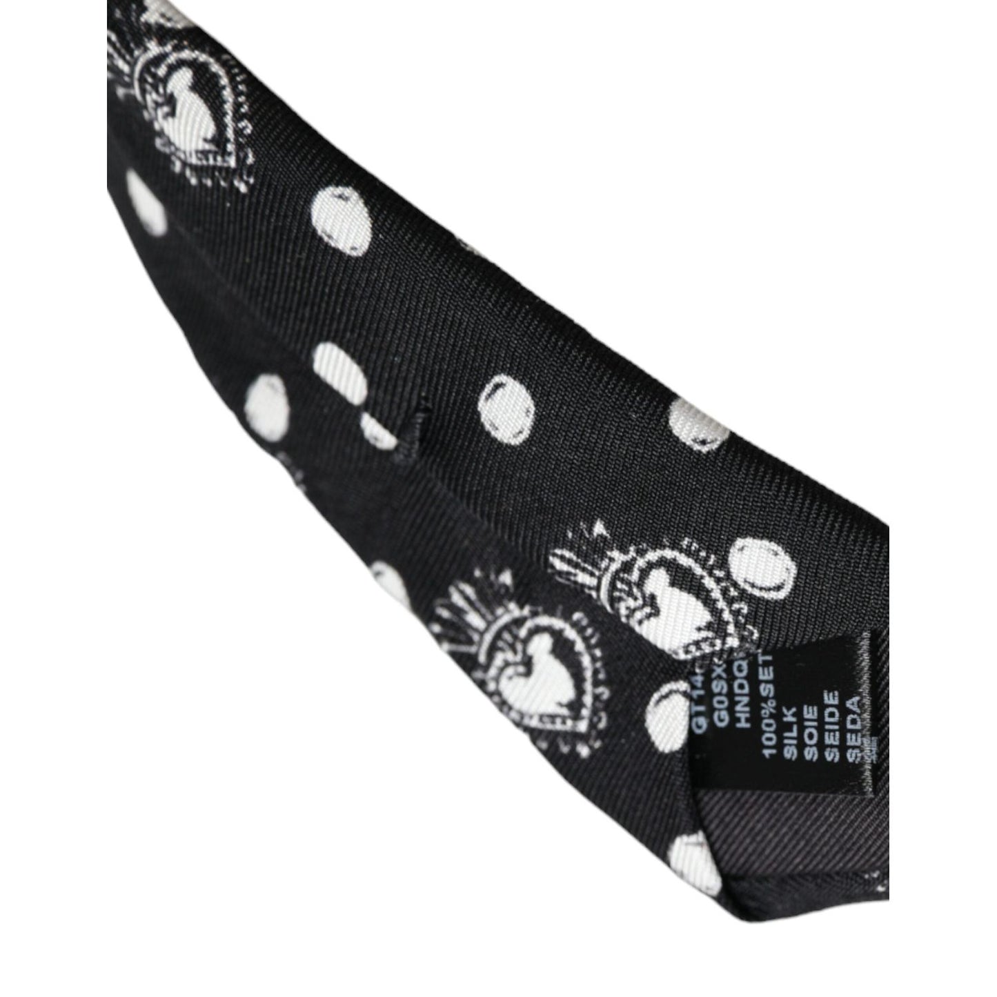 Dolce & Gabbana Black Heart Polka Dot Adjustable Tie