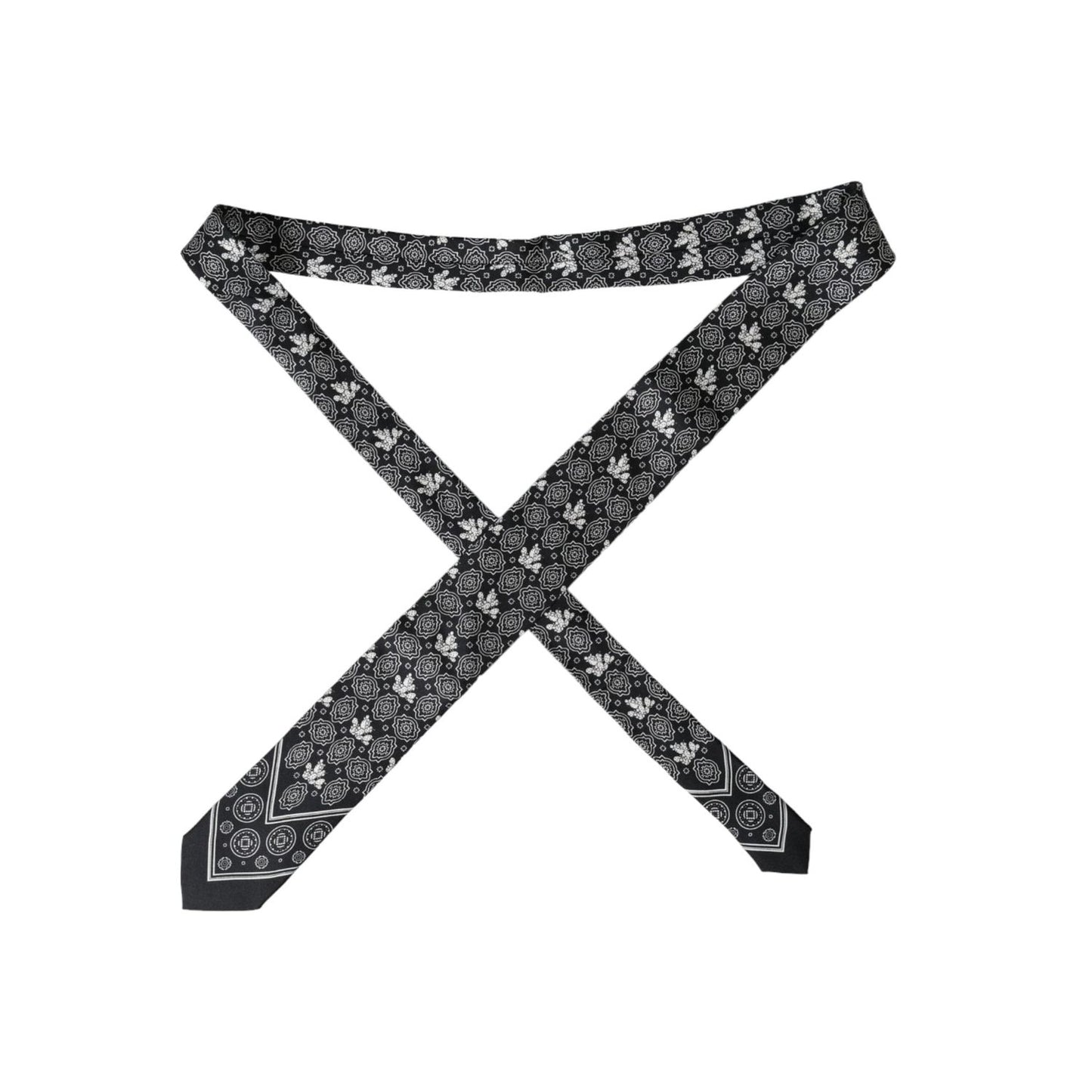 Dolce & Gabbana Black Patterned 100%Silk Adjustable Tie