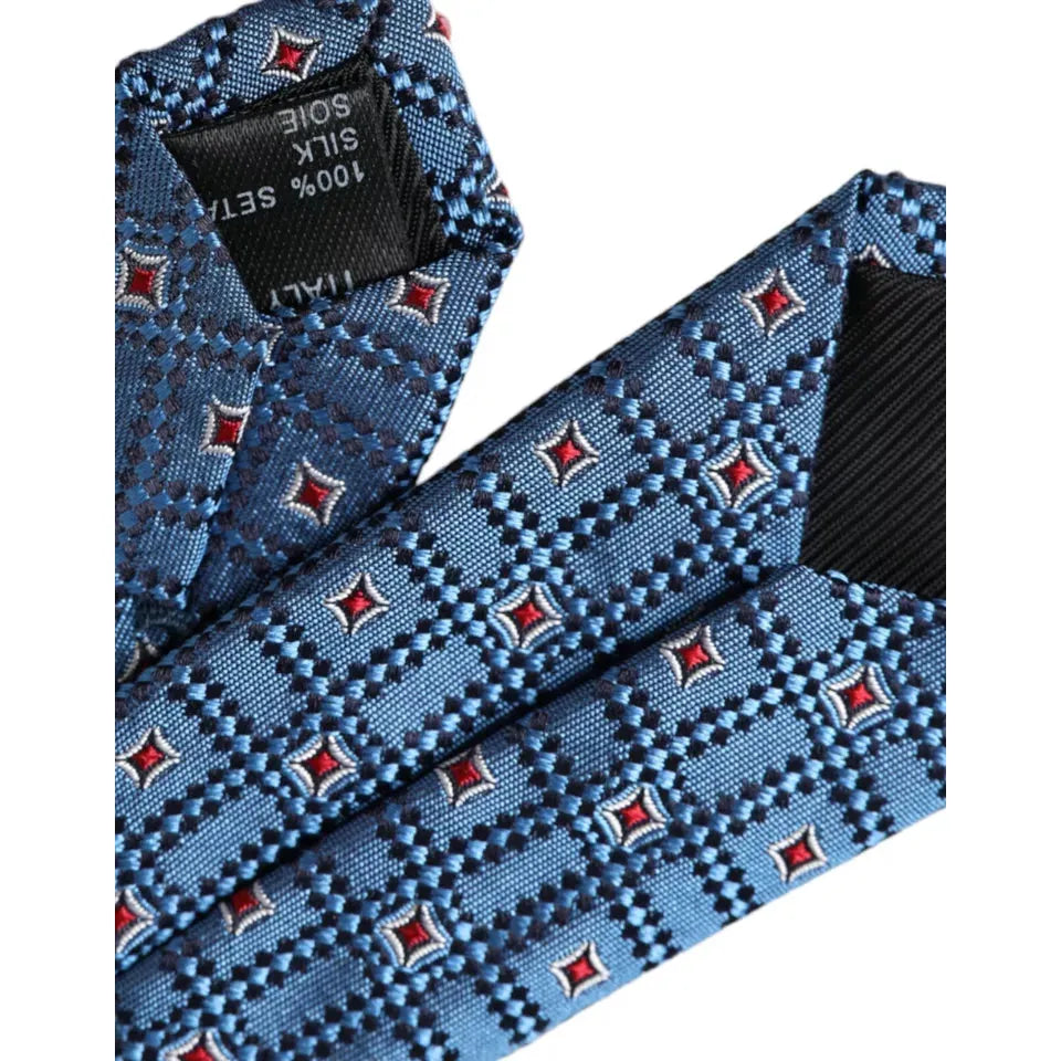 Dolce & Gabbana Blue Patterned 100% Silk Adjustable Men Tie