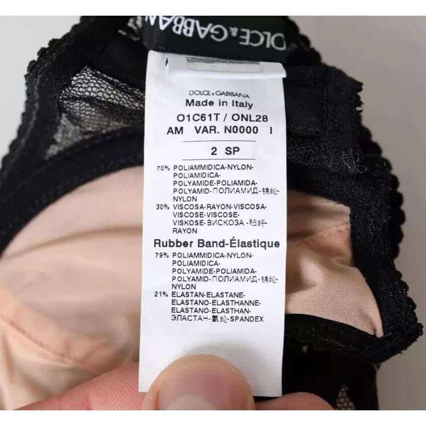 Dolce & Gabbana Black Floral Lace Nylon Balconcino Bra Underwear