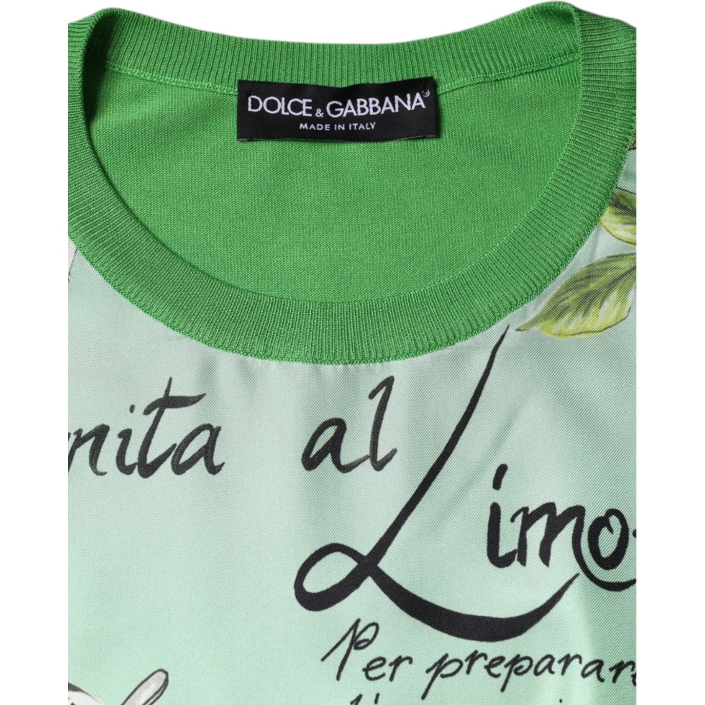 Dolce & Gabbana Green Silk Granita Al Limone Long Sleeves Sweater TSH86569-40
