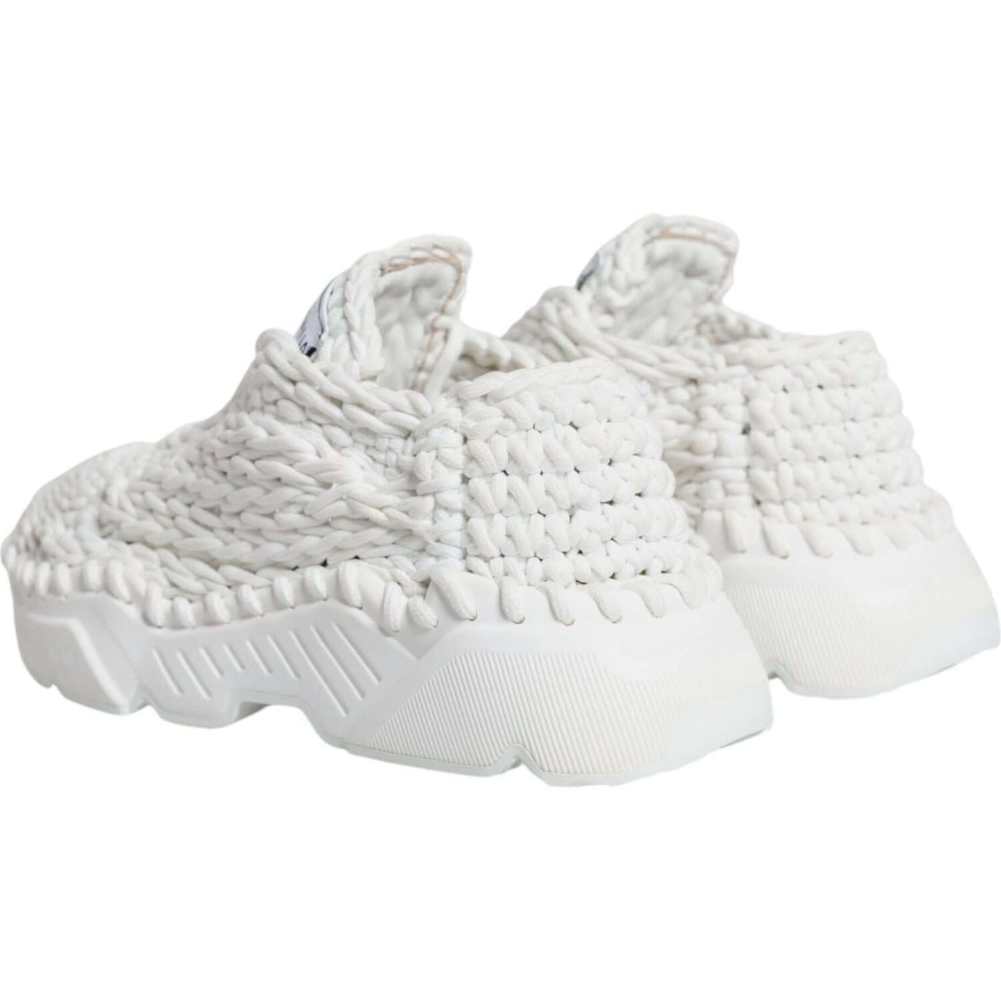 Dolce & Gabbana White Knitted Daymaster Sneakers Shoes LA11962-39