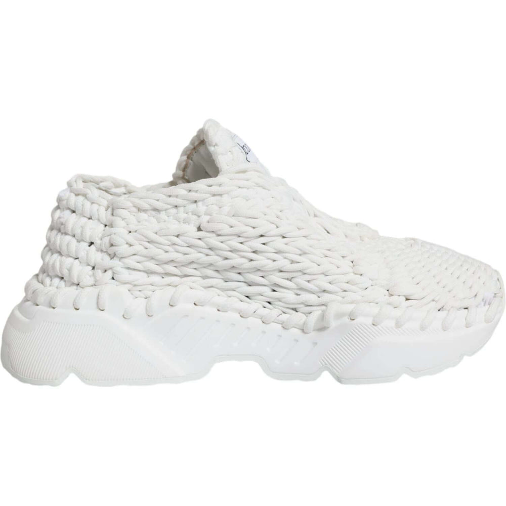 Dolce & Gabbana White Knitted Daymaster Sneakers Shoes LA11962-39