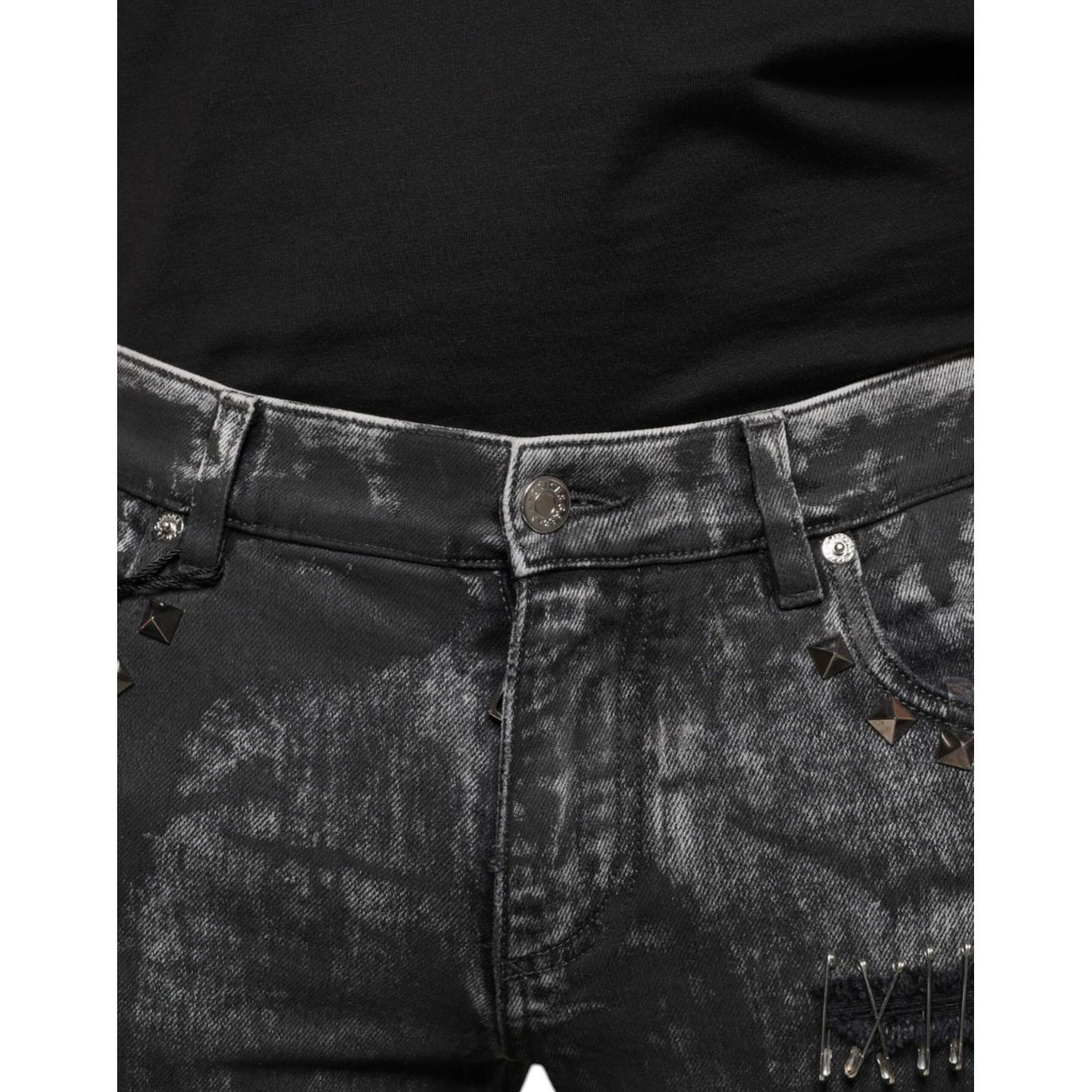Dolce & Gabbana Black Embellished Cotton Skinny Denim Jeans