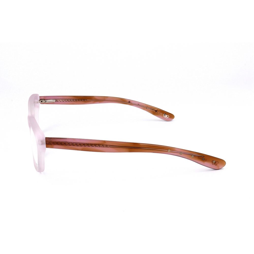 Side view of Bottega Veneta Bicolor Acetate Glasses (Frames) in lilac havana pink with acetate material, size 52/15/140 mm.