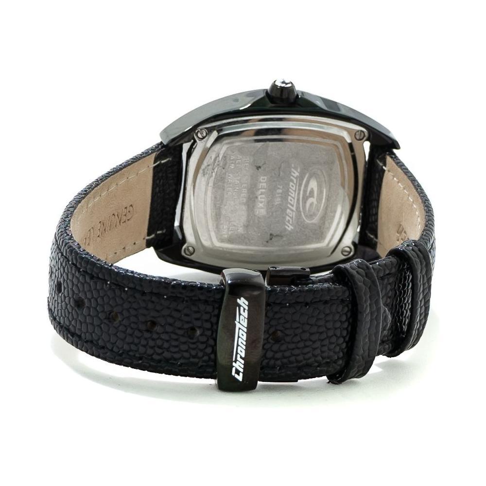 Chronotech Black Leather Dress Watch