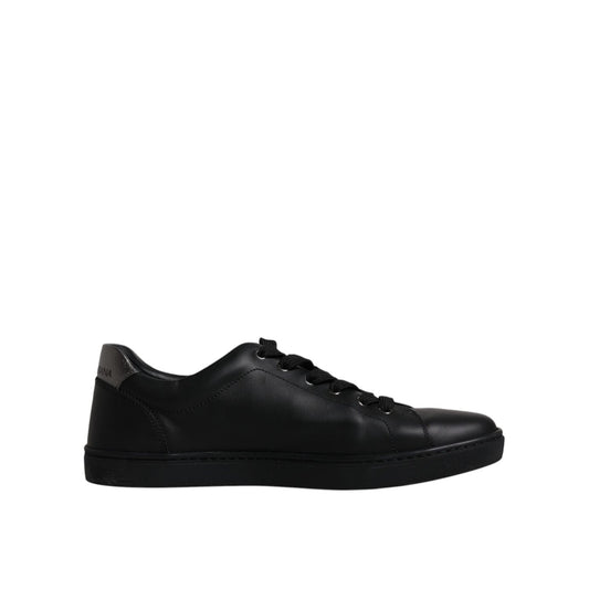 Dolce & Gabbana Black Leather London Heart Men Sneakers Shoes