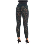 Dolce & Gabbana Green Floral Lace Leggings Pants BYX1125-5