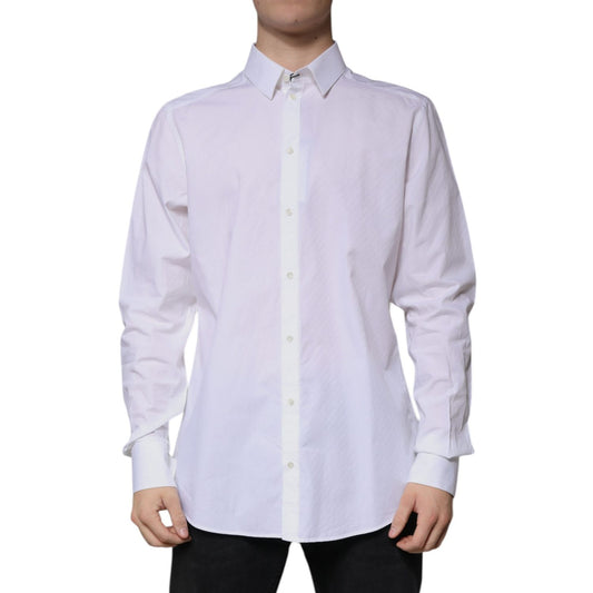 Dolce & Gabbana White Cotton Long Sleeve MARTINI Dress Shirt