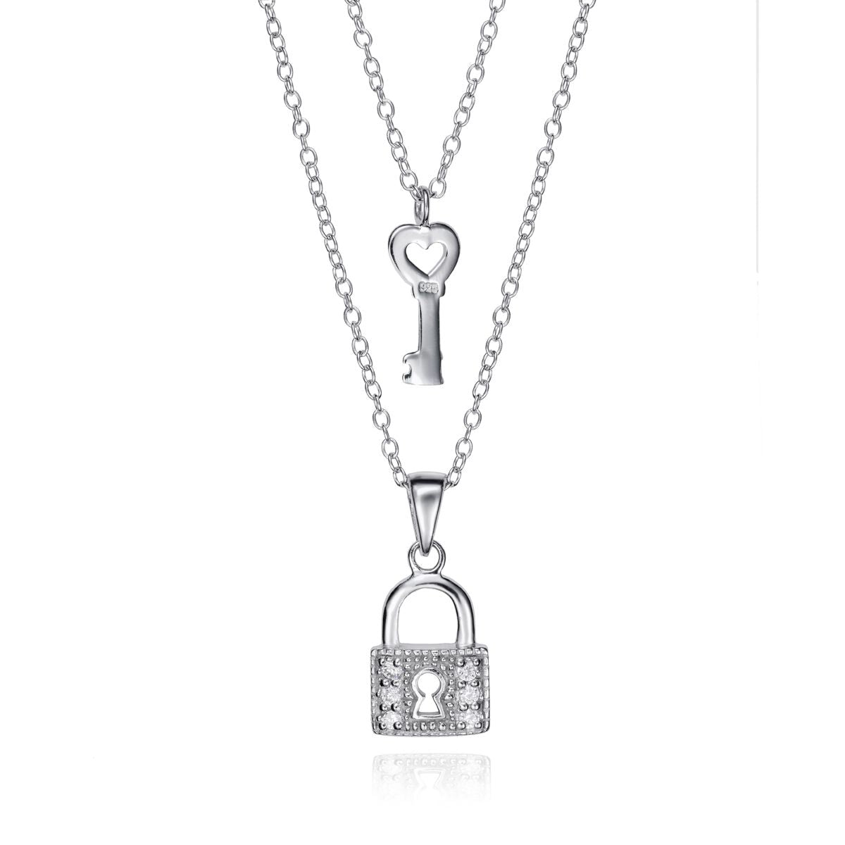 Silver key and lock pendant necklace, representative of the VICEROY JEWELS Mod. 5091C000-30, displayed in official packaging.