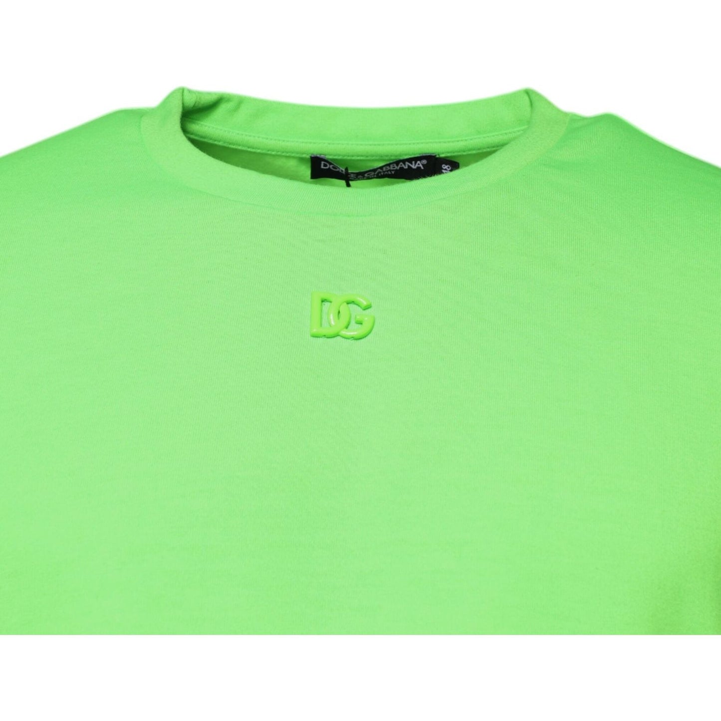 Dolce & Gabbana Green Logo Polyester Crew Neck T-shirt TSH87638-50