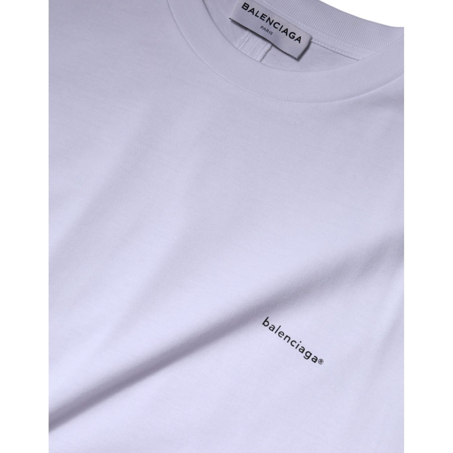 Balenciaga White Logo Cotton Crew Neck Short Sleeves T-shirt