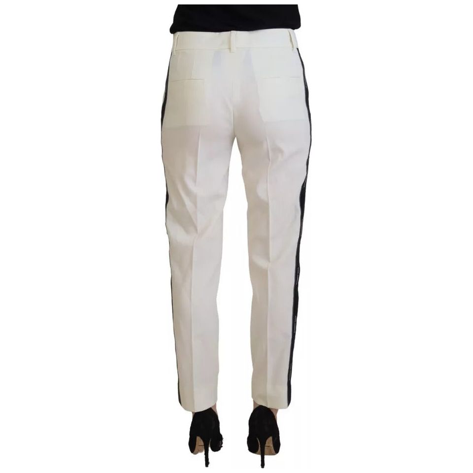 Dolce & Gabbana White High Waist Tapered Wool Pants PAN74205-38