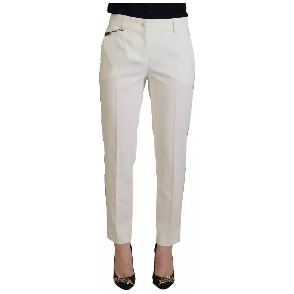 Dolce & Gabbana White High Waist Tapered Wool Pants PAN74205-38