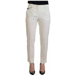 Dolce & Gabbana White High Waist Tapered Wool Pants PAN74205-38