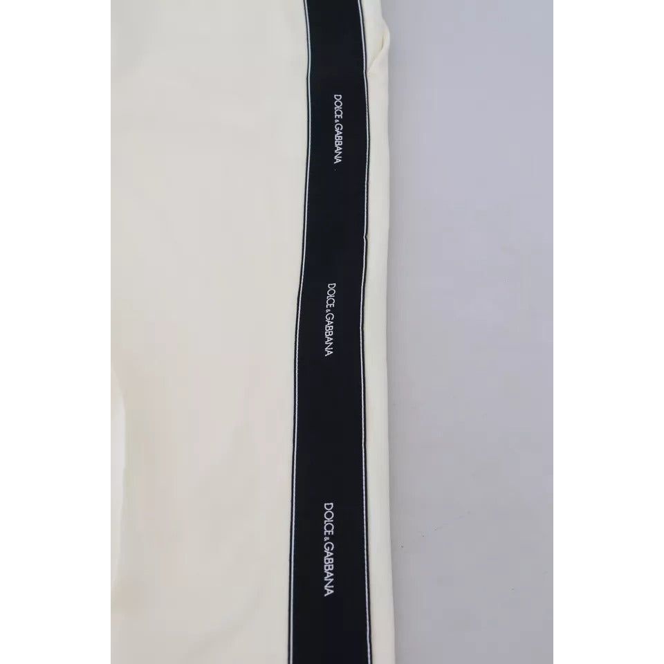 Dolce & Gabbana White High Waist Tapered Wool Pants PAN74205-38