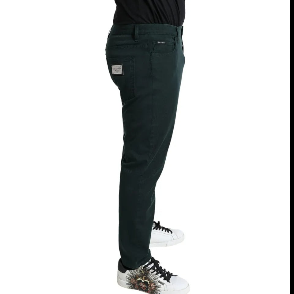 Dolce & Gabbana Green Cotton Stretch Skinny Men Denim Jeans PAN75055-54