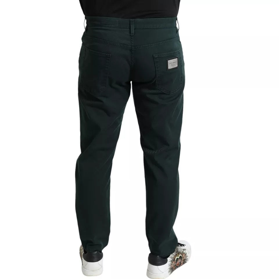 Dolce & Gabbana Green Cotton Stretch Skinny Men Denim Jeans PAN75055-54