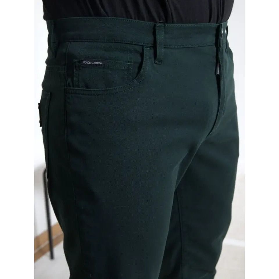 Dolce & Gabbana Green Cotton Stretch Skinny Men Denim Jeans PAN75055-54