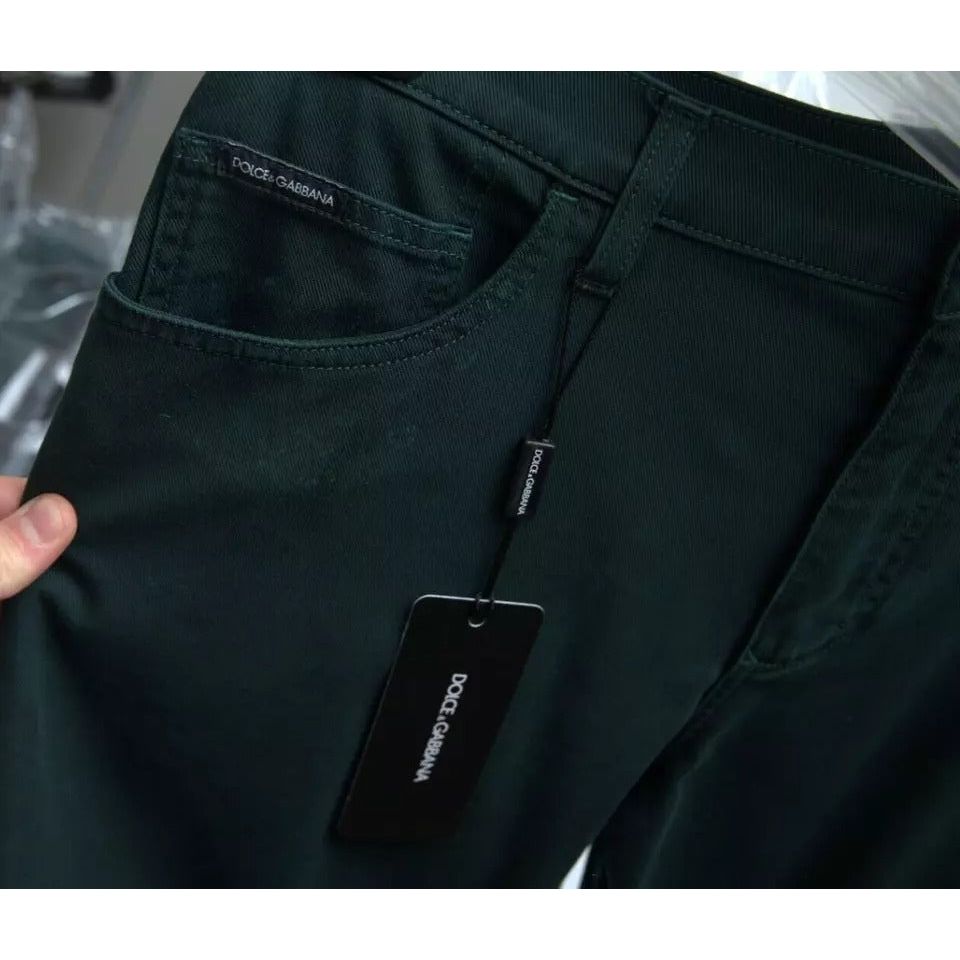 Dolce & Gabbana Green Cotton Stretch Skinny Men Denim Jeans PAN75055-54