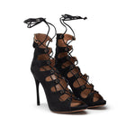 Alaïa Black Suede Leather Sandal AL-8445676-EU38.5/US8.5