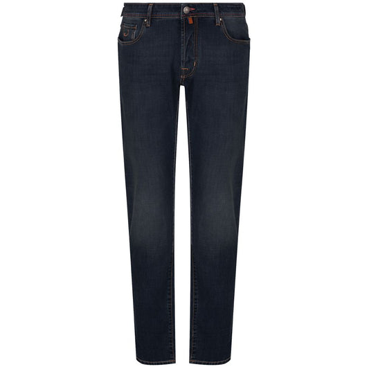 Jacob Cohen Blue Cotton Men Jeans with Orange Stitch Detail