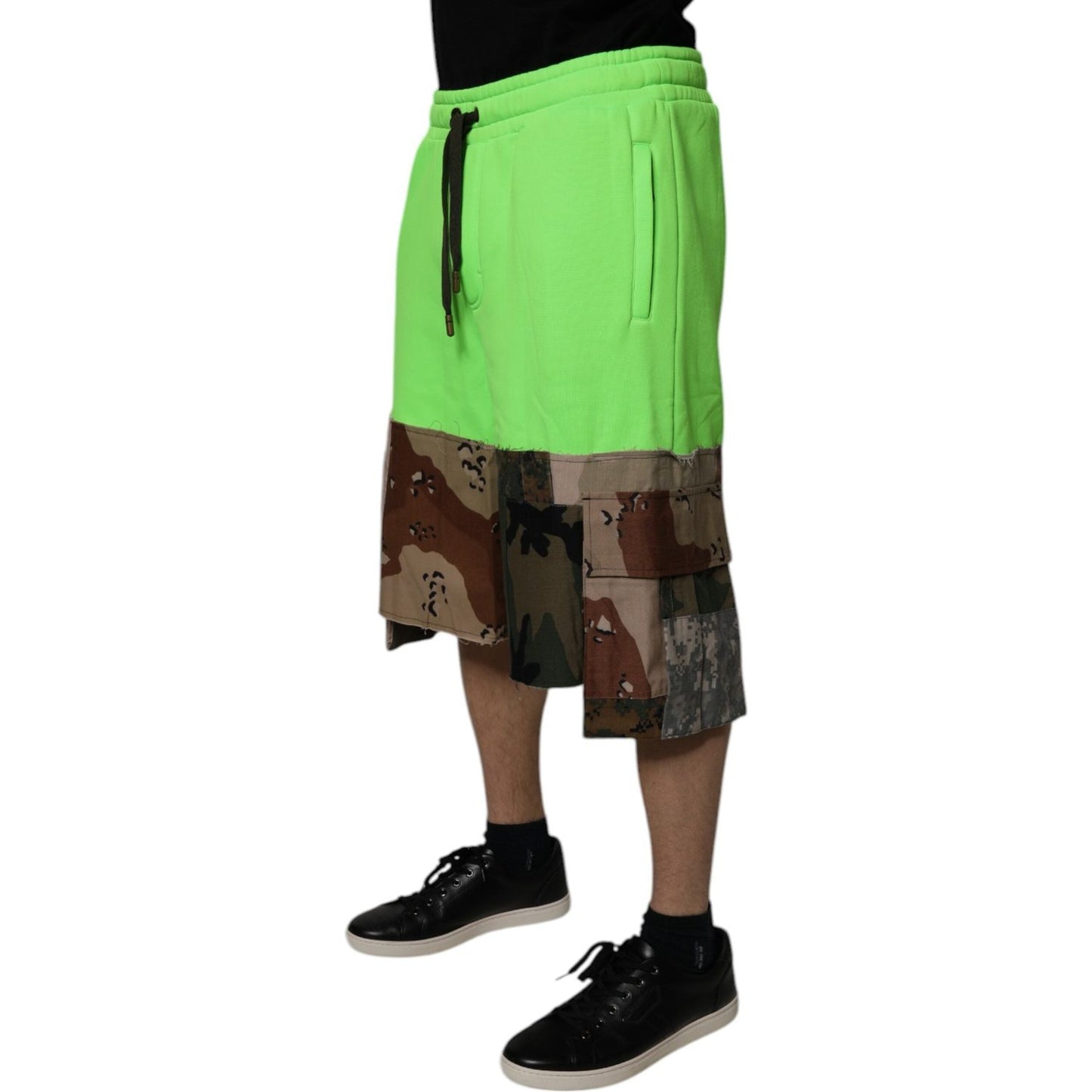 Dolce & Gabbana Green Patchwork Cargo Bermuda Shorts PAN75727-48