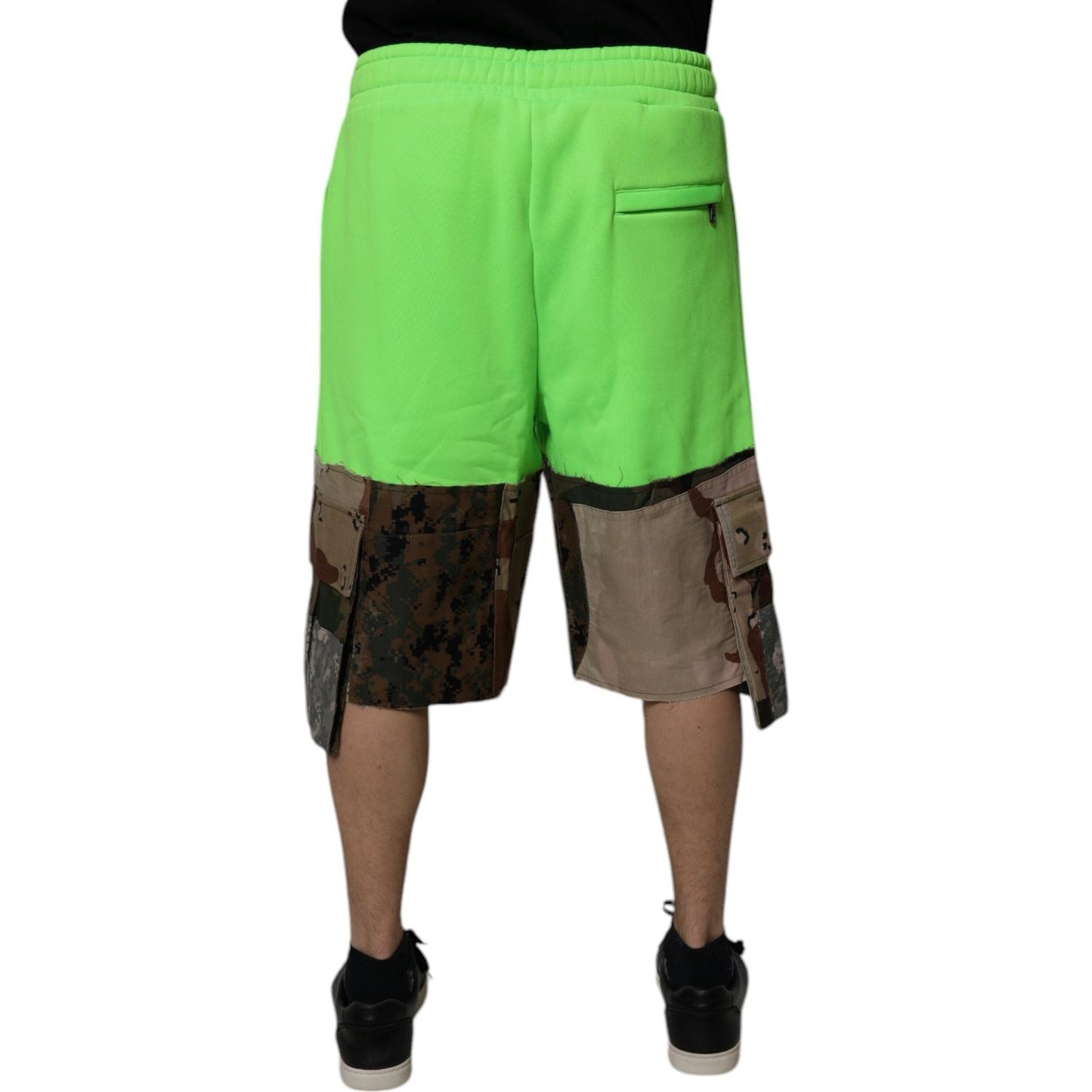 Dolce & Gabbana Green Patchwork Cargo Bermuda Shorts PAN75727-48