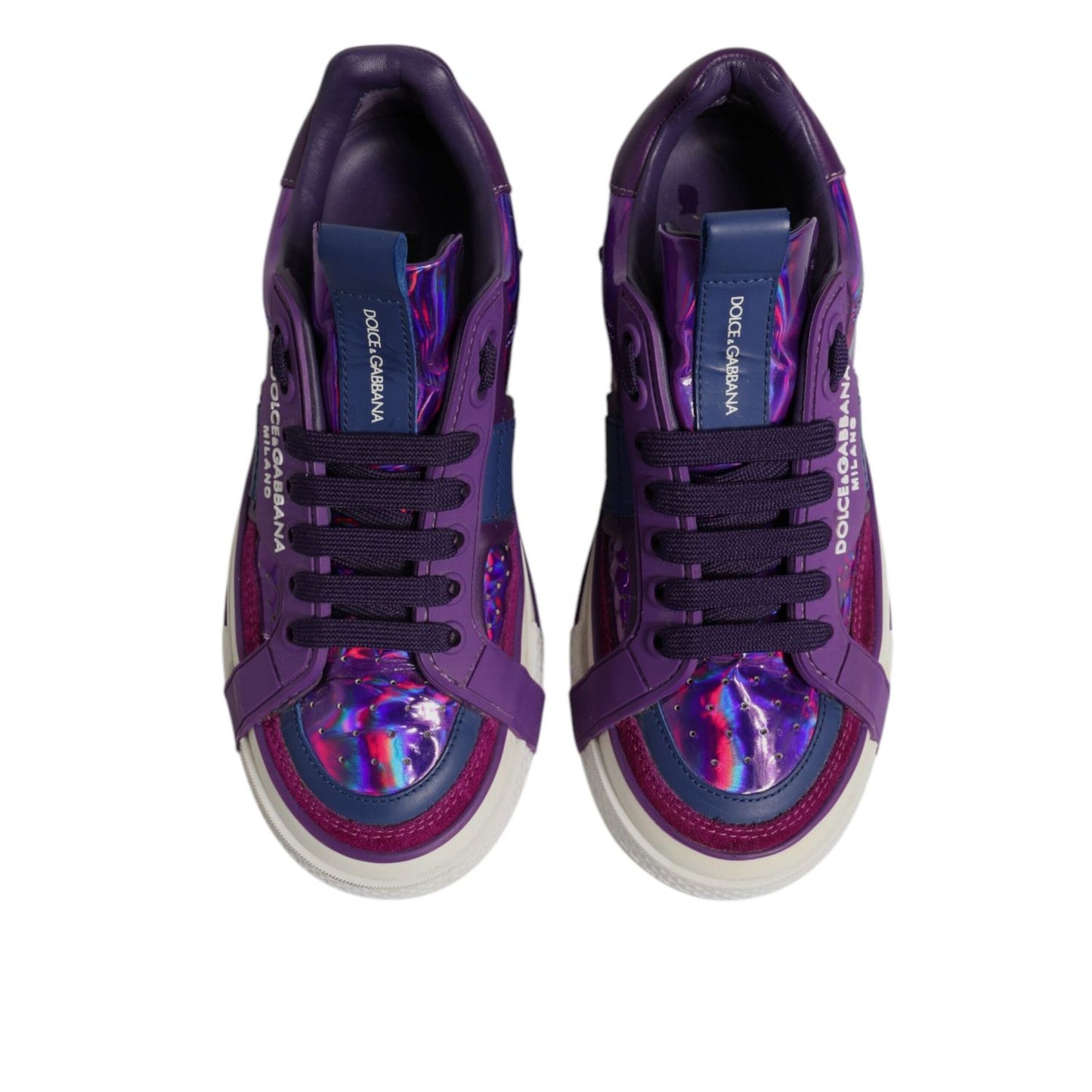 Dolce & Gabbana Purple Leather DG Logo Low Top Sneakers Shoes
