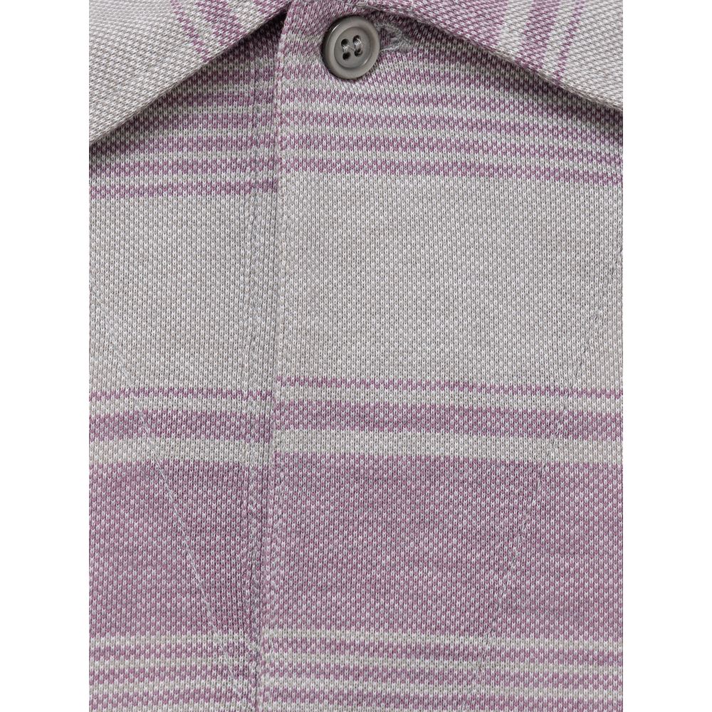 Canali Gray Cotton Polo Shirt Canali